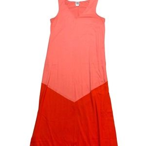 Natori Small Sleeveless Colorblock Maxi Spring Resort Coral Pink Orange Beach